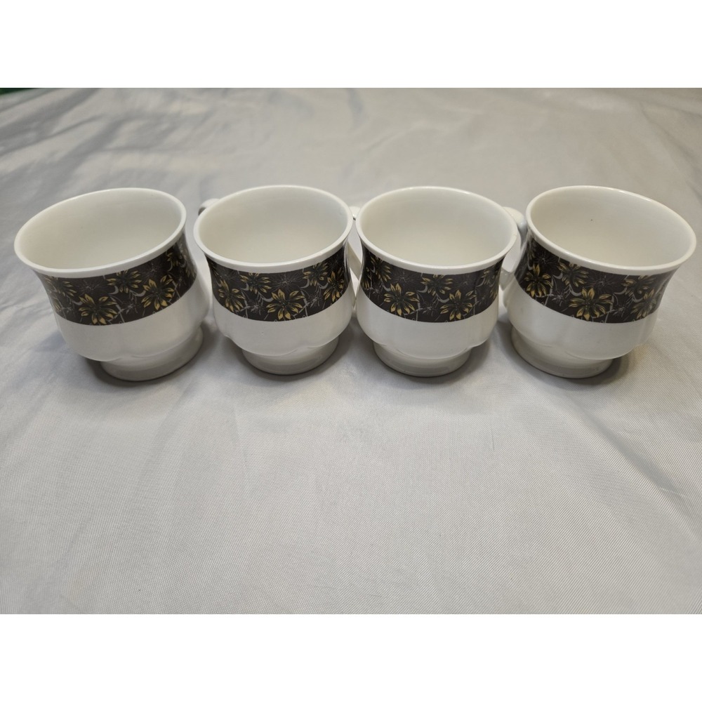 Daisy Wildflower Sista Bone China Set Of 4 Cups Vtg‎ Tea Coffee Espresso Mugs